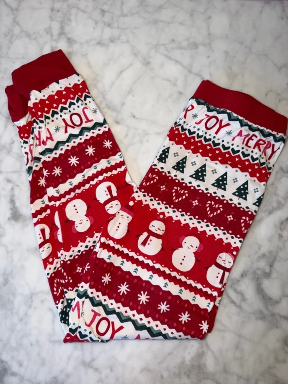 Little Sleepies Red White Green Holiday Snowman Pajama Set 7/8Y